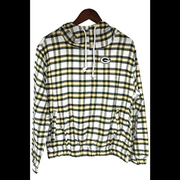 NFL Women's Concepts Flannel Long Sleeve Hoodie Top Green Bay Packers - Regular - Picture 1 of 1